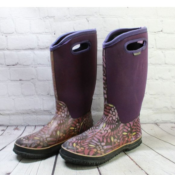 Bogs Winterberry Purple Rubber Pull On Classic Tall Boots Size 10 - Picture 2 of 9